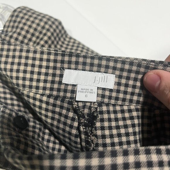 J. Jill Gingham Pants Pleated Tan and Black Size 6 Office Career Business - Picture 8 of 8
